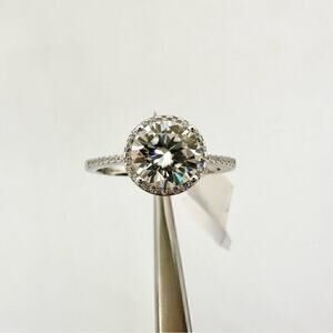 Moissanite Diamond Engagement Ring Brilliant Round Cut Halo 925 GRA 2 Ct Size 8